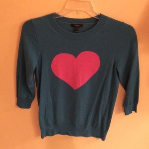 J Crew Green heart sweater